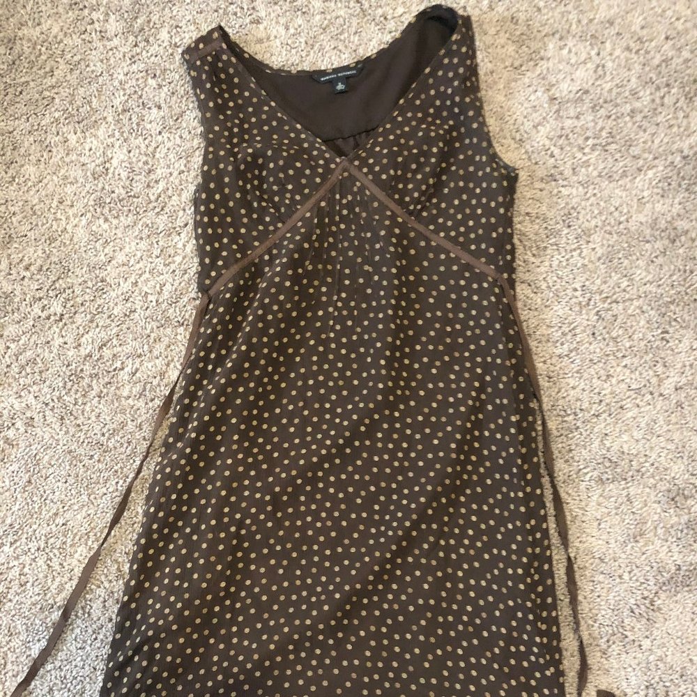 Banana Republic silk dress, brown polka dot size 2